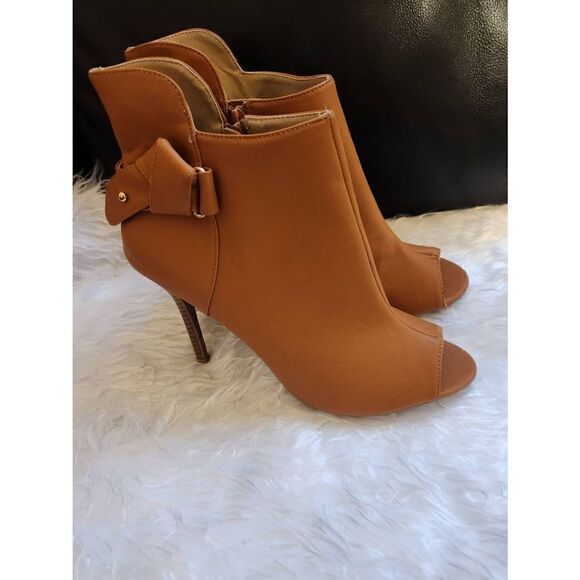 NWOT Rue21 XL 10 Brown open toe ankle bootie with 4" heal - Picture 4 of 9